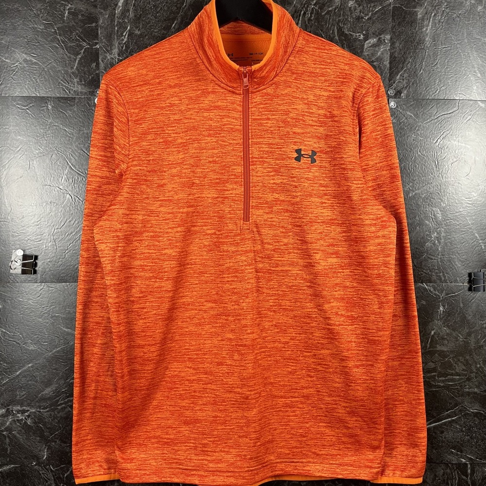 Under Armour Men's Orange ColdGear Quarter Zip Running Jacket Small